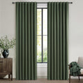 Dark Green Curtains 86 in Blackout Linen Look Drapes - Full Blockout