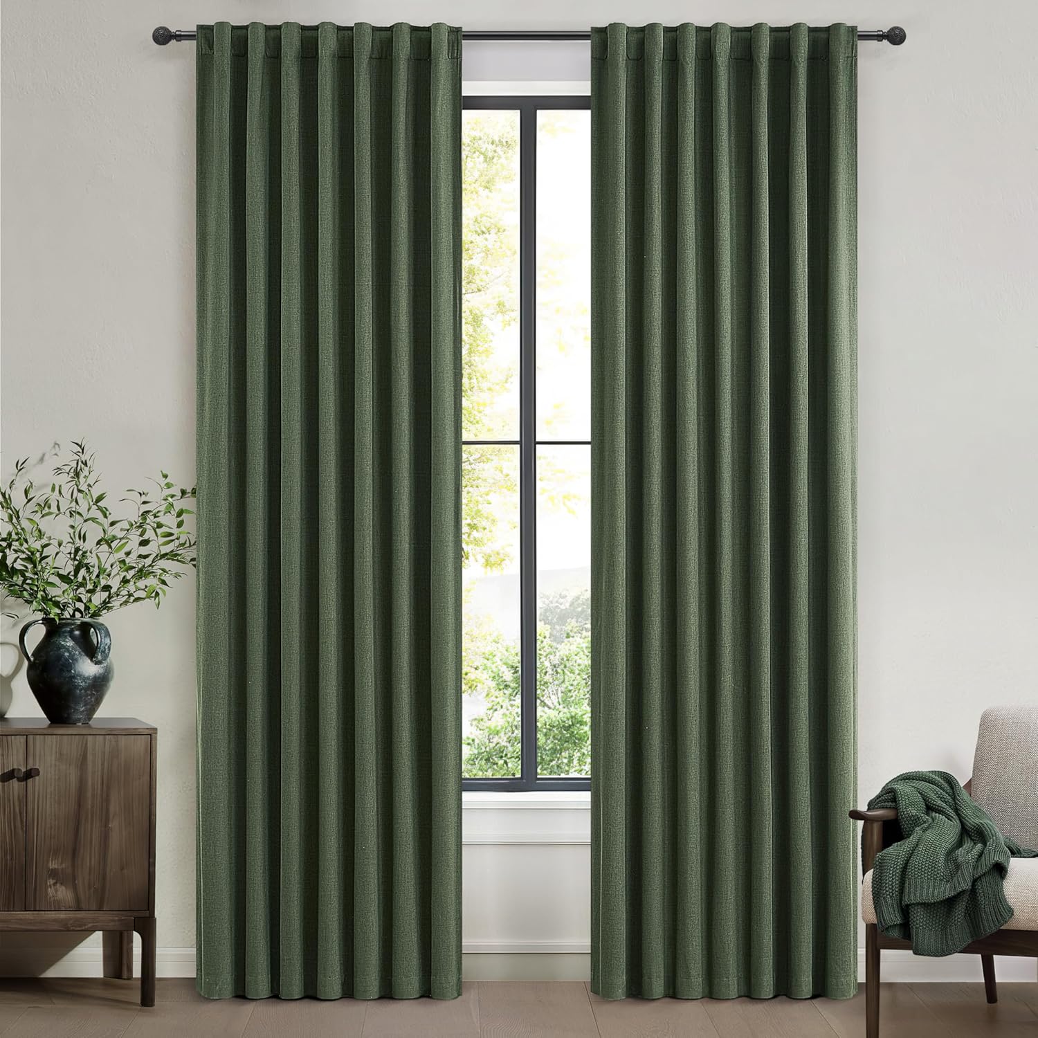 Dark Green Blackout Curtains for Living Room and Bedroom