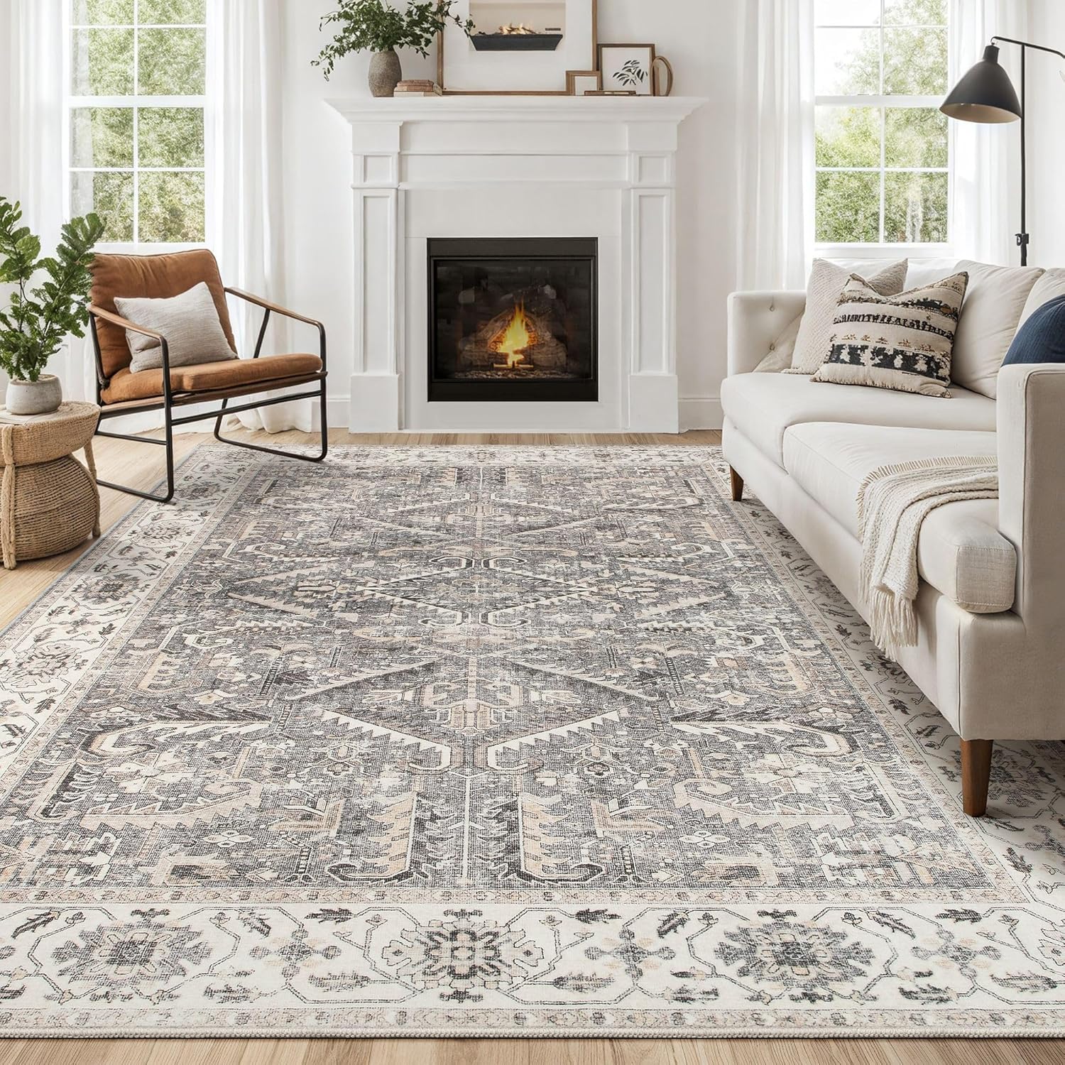 Vintage Area Rugs 9x12 for Living Room - Soft Washable Design