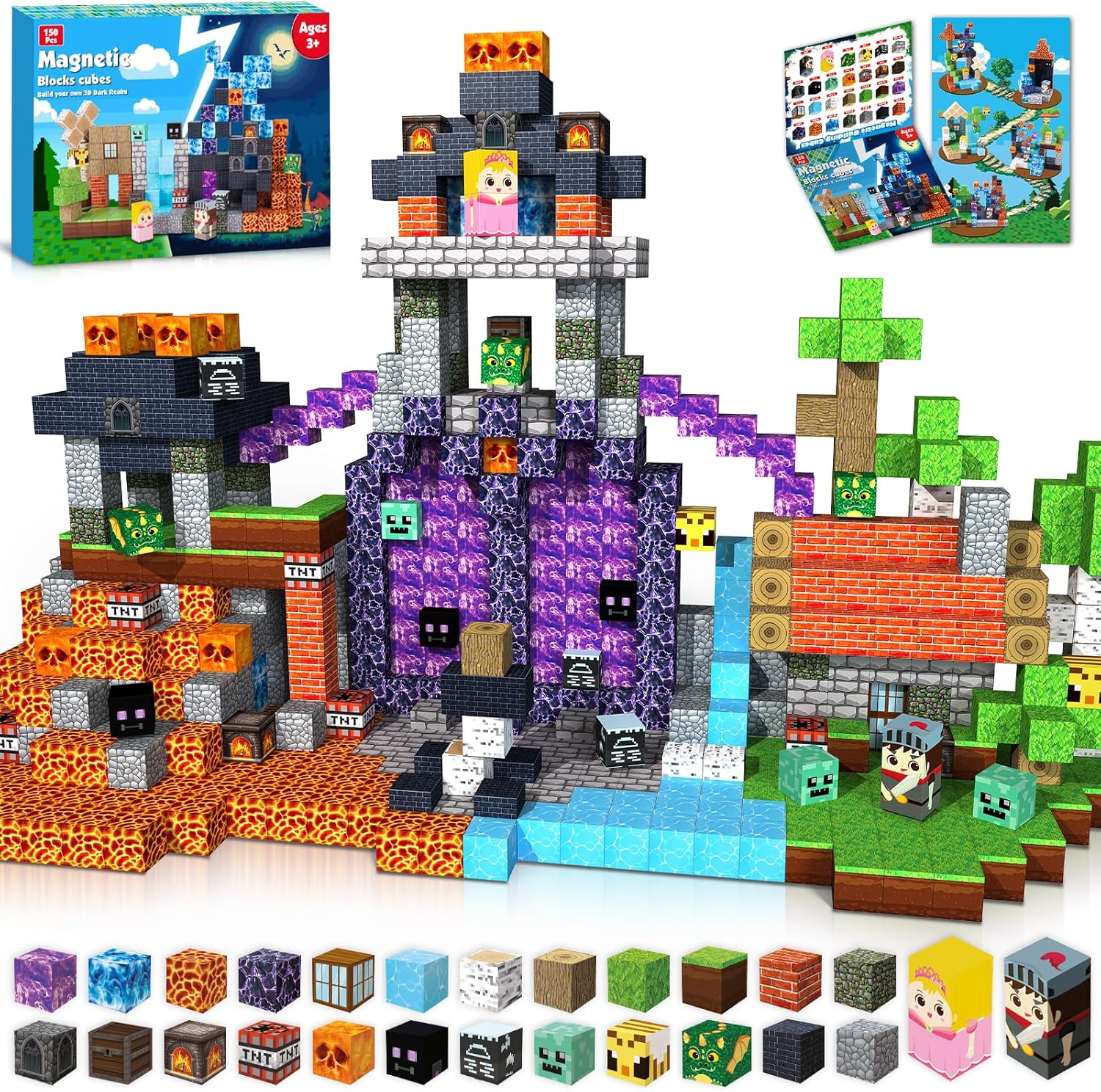 Magnetic Blocks 150 PCS Build Dark Hell Forest Castle Set
