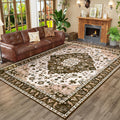 4x6 Vintage Floral Area Rug - Machine Washable Brown Low Pile