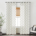 Cream and Black Boho Floral Curtains - Farmhouse Aztec Motif 84 in