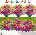 Artificial Outdoor Flowers 24 Bundles - UV Resistant Faux Blooms