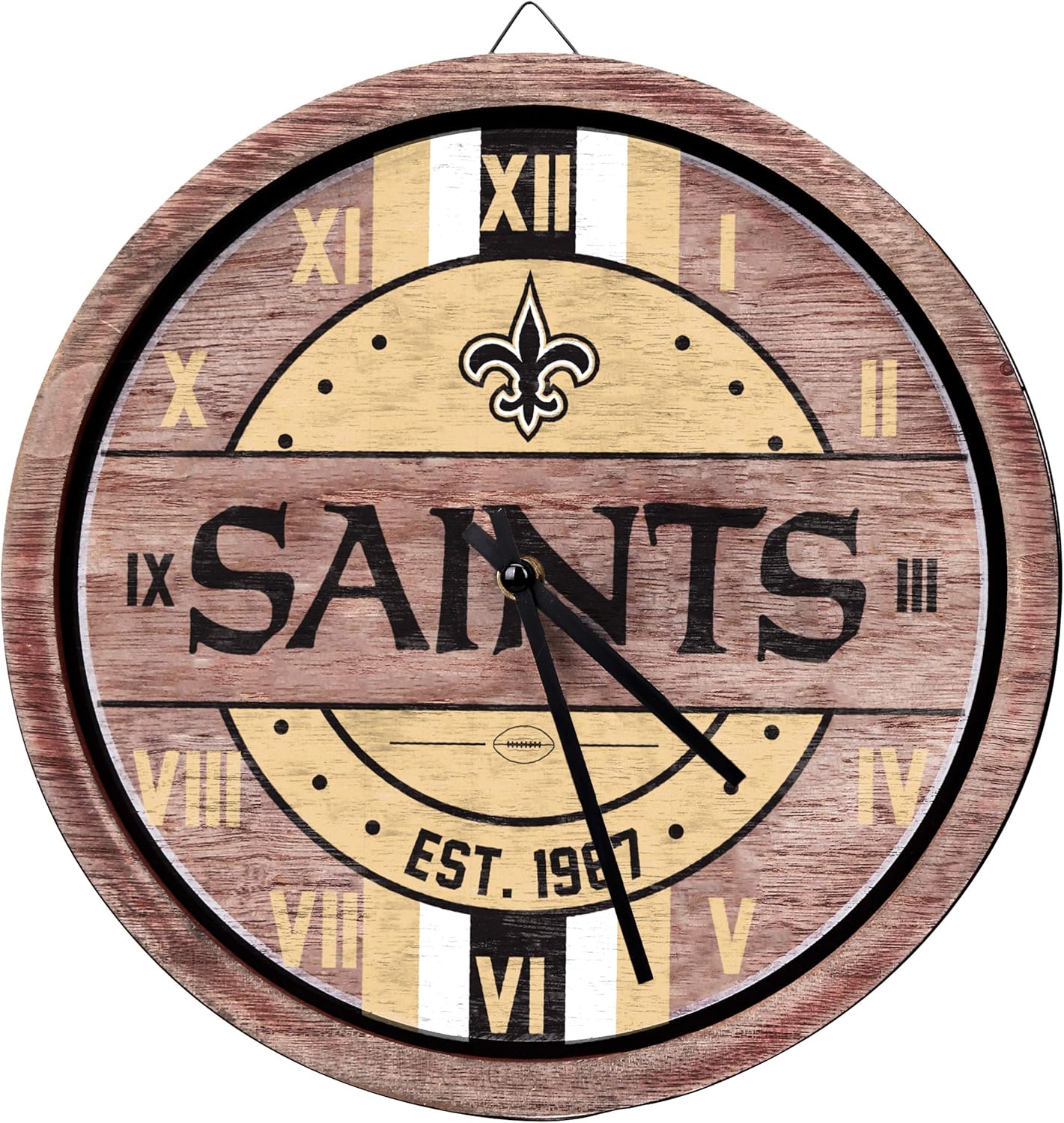 FOCO NFL Wooden Barrel Wall Clock - Unique Sports Decor Piece