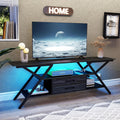 55 TV Stand: Power Outlet, LED, 2 Drawers, Charcoal Black