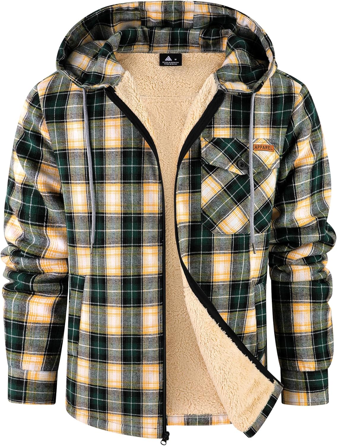 ZITY Men's Flannel Jacket Zip Up Fleece Hoodies for Winter
