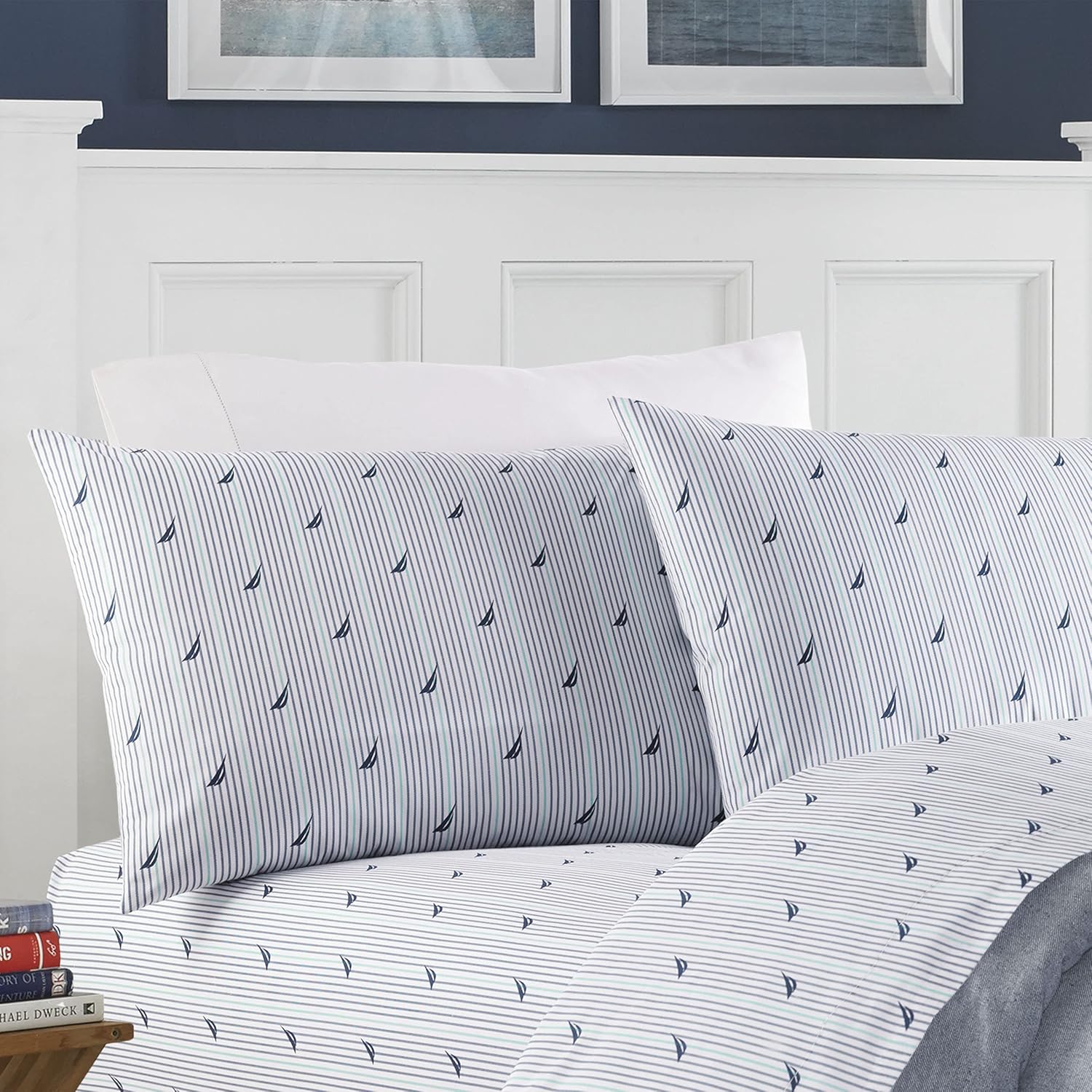 Nautica Twin Sheets Cotton Percale Bedding Set for Dorm Rooms