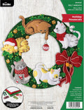 Felt Applique Wreath Kit Holiday Housecats - Playful DIY Decor