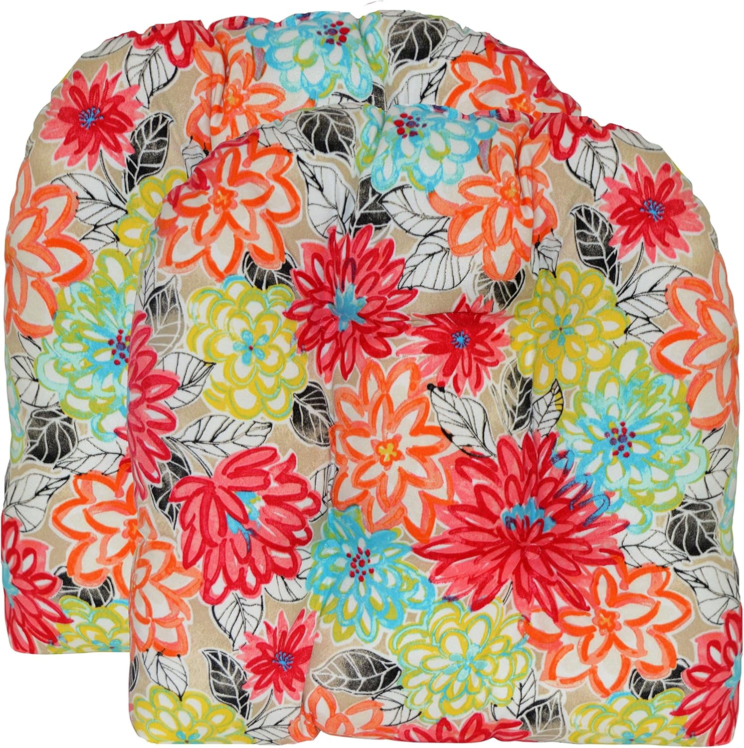 Tufted U-Shape Wicker Seat Cushions Set of 2 for Outdoor Use