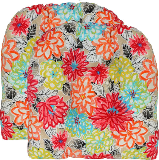 Tufted U-Shape Wicker Seat Cushions Set of 2 for Outdoor Use