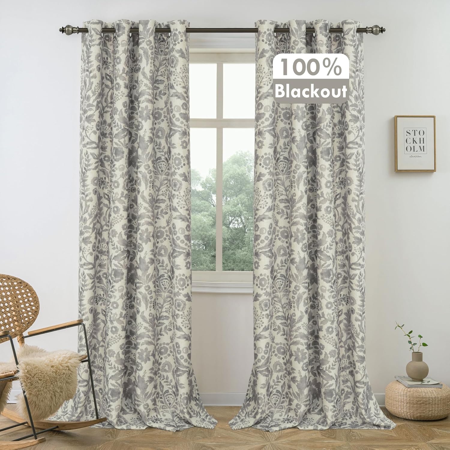 DriftAway Julia Watercolor Blackout Curtains for Energy Saving