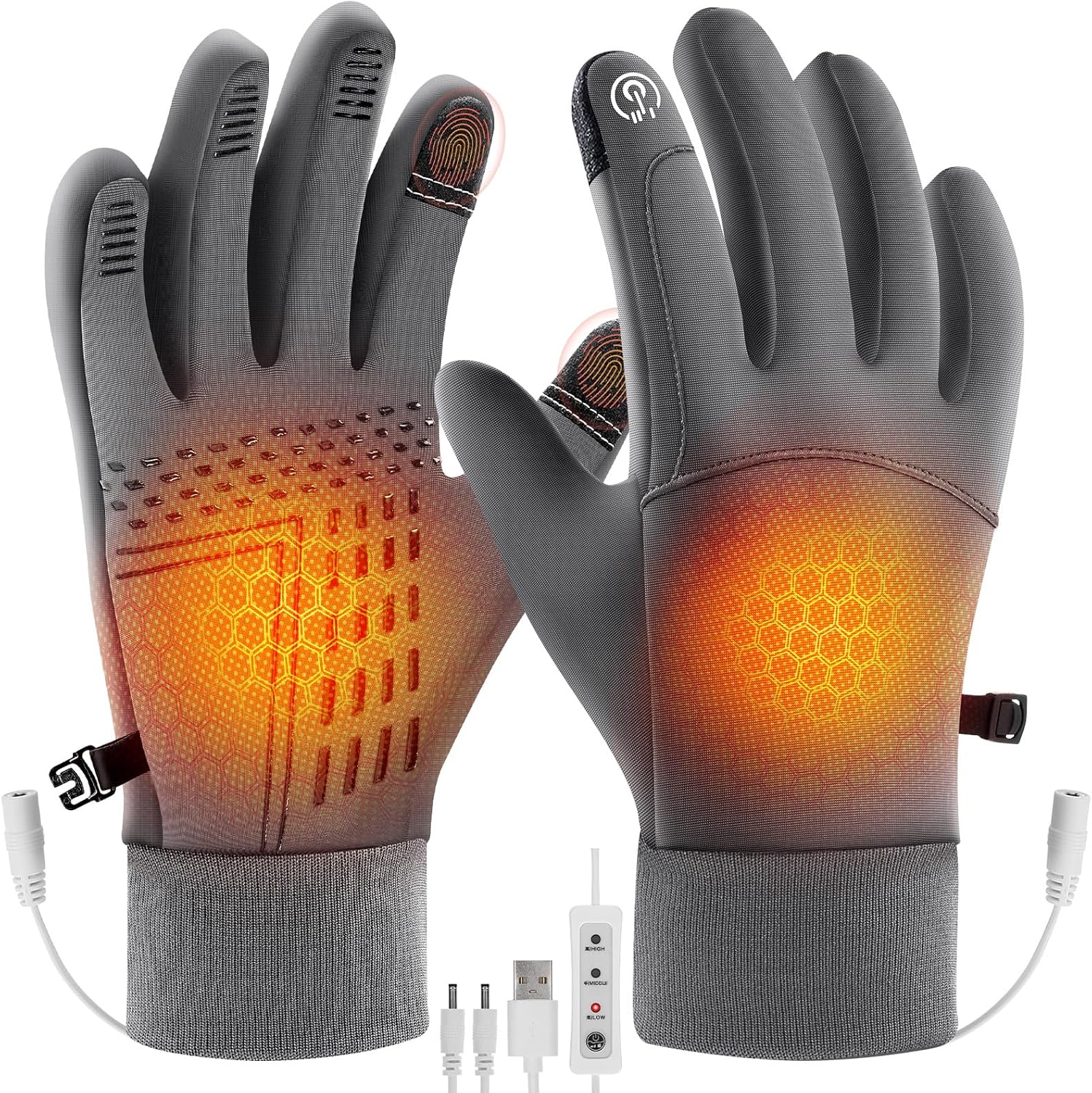 Double-Sided USB Heated Gloves: 3 Levels Warmth!