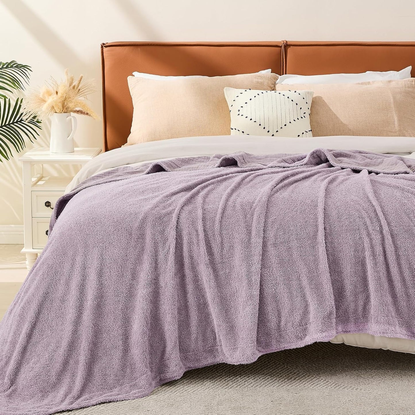 EMME Muslin and Fleece Queen Blanket - Soft Warm Reversible Throw