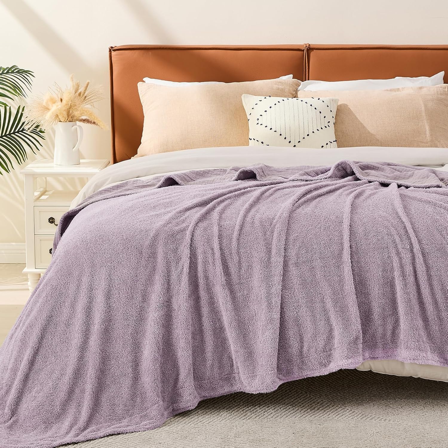 EMME Muslin and Fleece Queen Blanket - Soft Warm Reversible Throw
