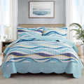 California King Quilt 120x120 - Beach Quilt 3 Piece Coastal Set