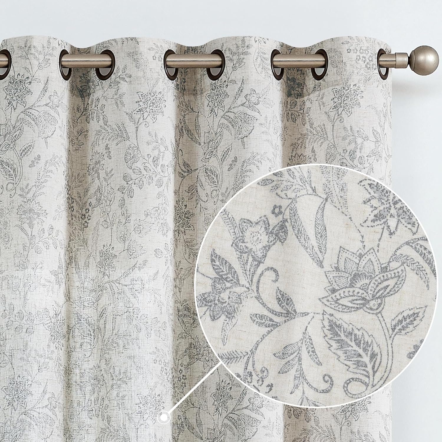 Linen Farmhouse Curtains for Living Room by Lazzzy - 90 Inch