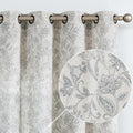 Lazzzy Grey Floral Linen Farmhouse Curtains 84 in - Light Filtering