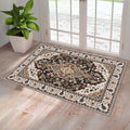 Washable Entryway Rug 3x5 Cream Black Brown - Soft Non Slip Runner