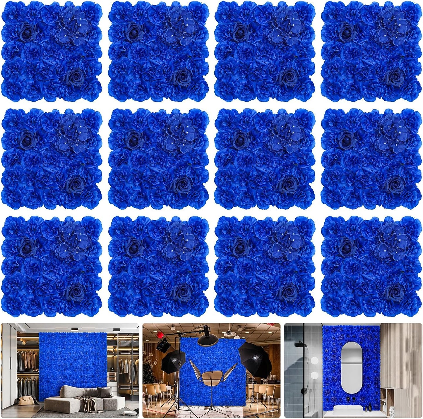 Flower Wall Backdrop for Weddings and Celebrations - Bright Blue