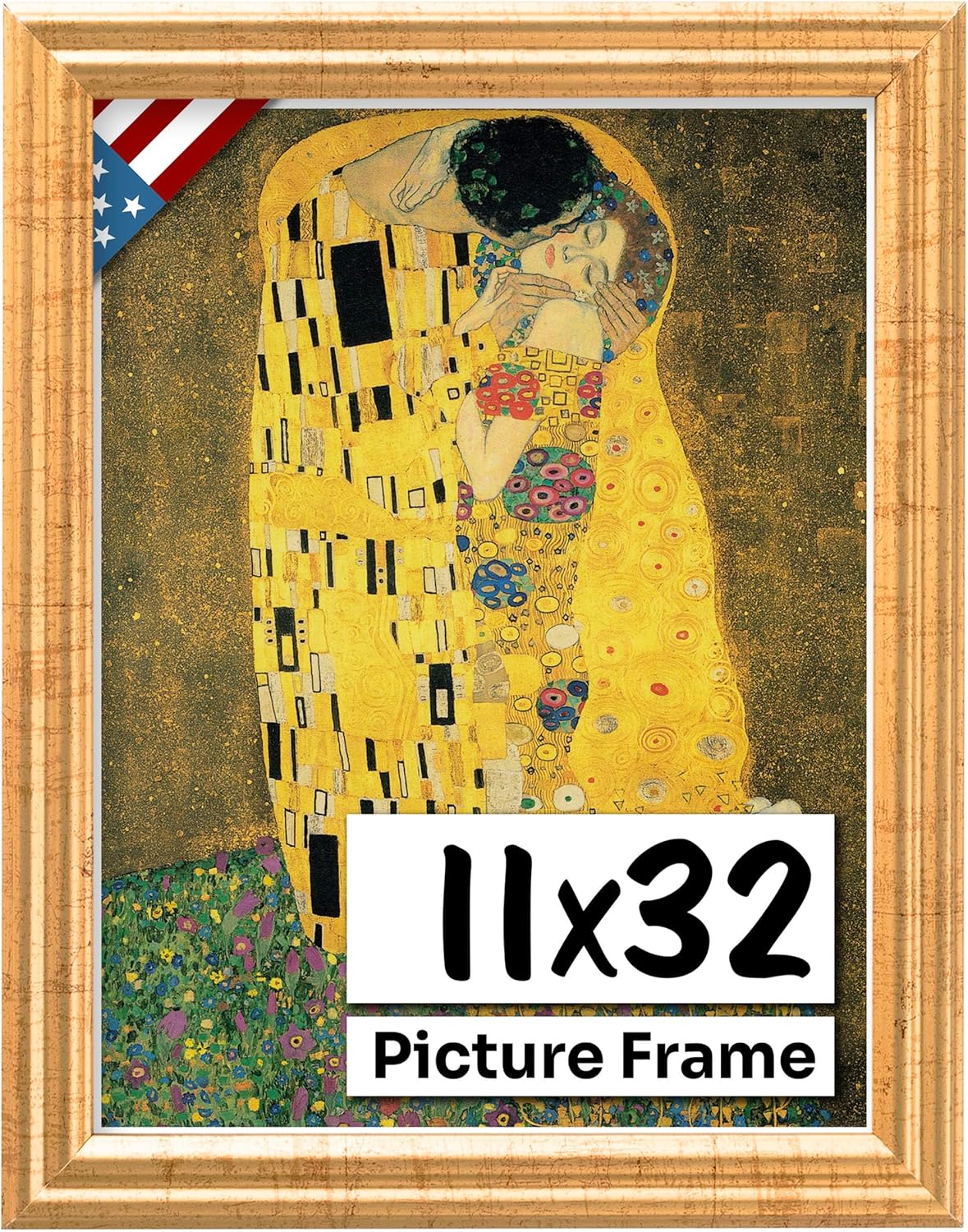 Antique Gold 11x32 Picture Frame for Elegant Wall Decor