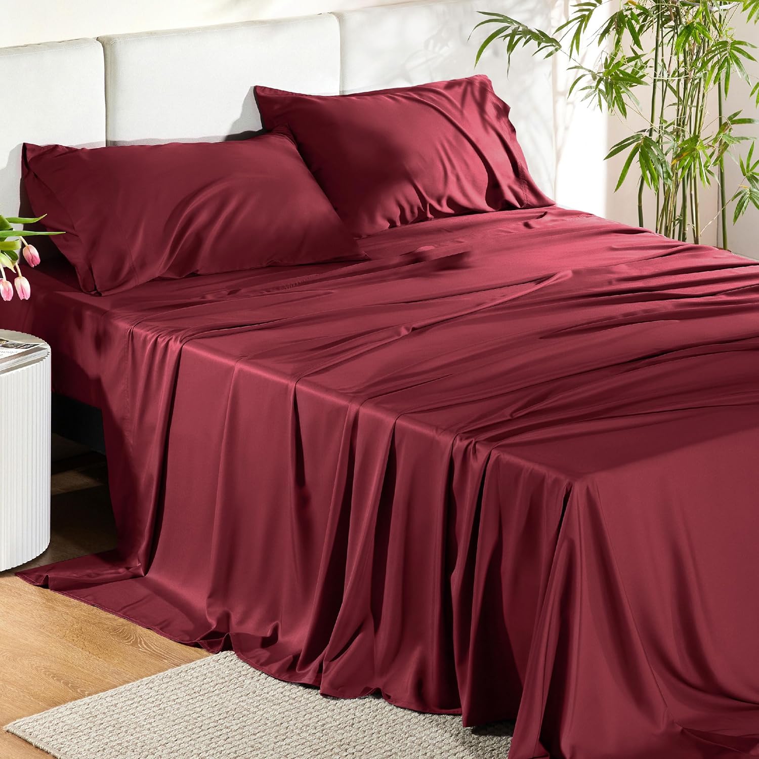 Cooling Queen Sheet Set for Hot Sleepers, Silky Soft & Breathable