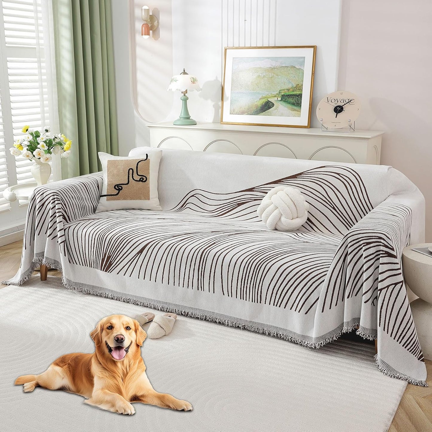 Non Slip Sofa Covers for 2 Cushion Couch, Pet Friendly & Washable