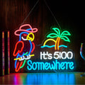 Parrot Its 5 00 O'clock Some Where Neon Sign for Wall Decor - Dimmable