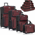 Burgundy 8-Piece Softside Expandable Luggage Set - Lightweight Travel