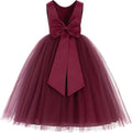 Lovely Satin Flower Girl Dress with a Chic V-Back Design