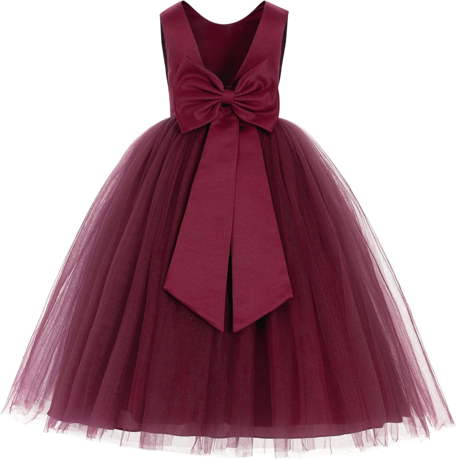 Elegant V-Back Satin Flower Girl Dress for Special Occasions