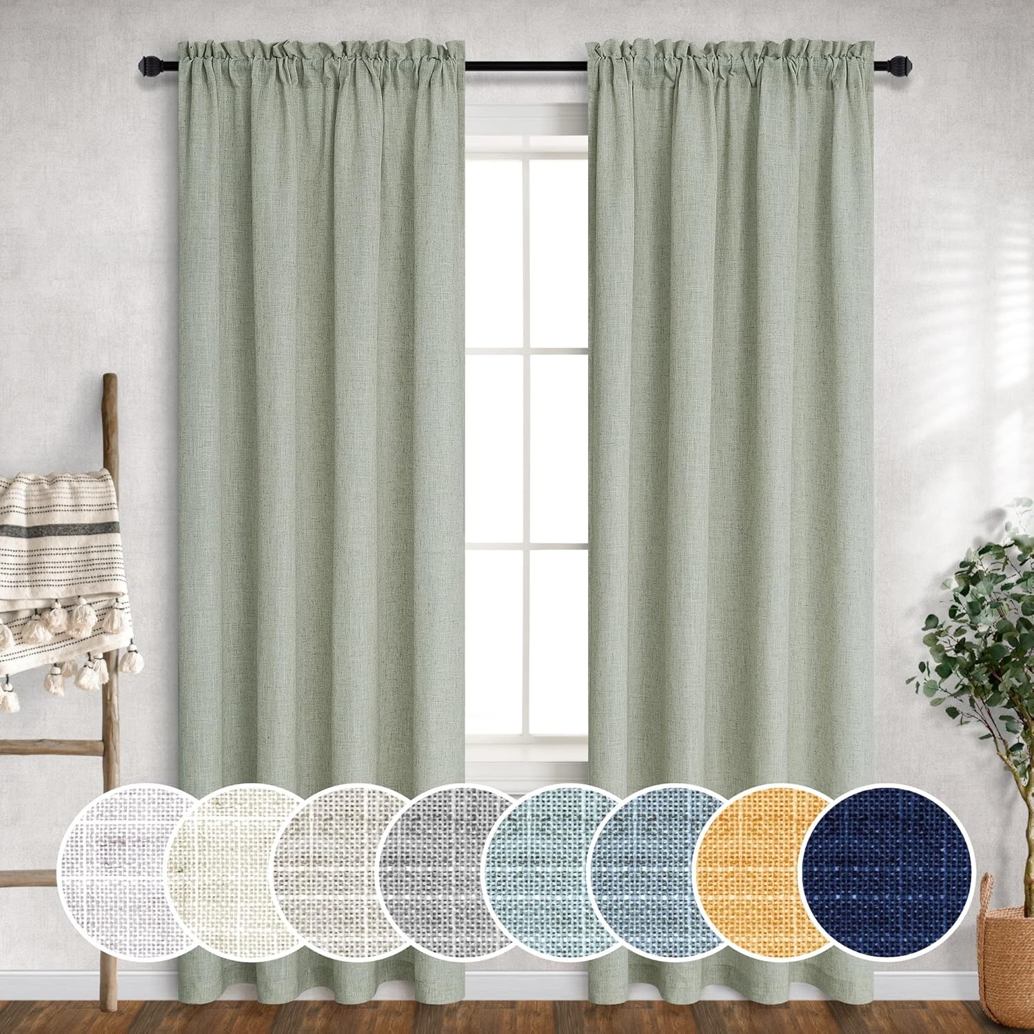 Sage Green Curtains 96 Inches Long for Living Room Decor
