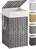 Laundry Hamper with Lid 17.2 Gallon - Compact Rattan Style Laundry