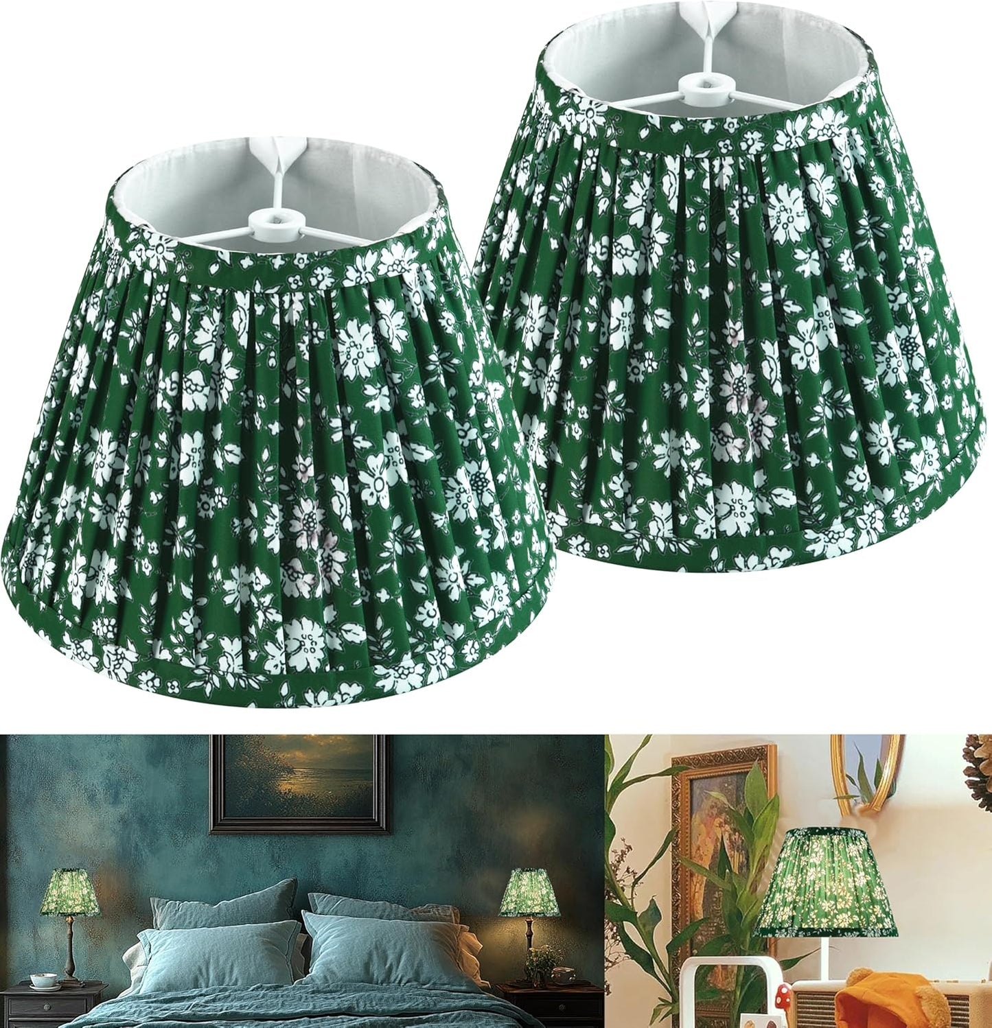 9 Inch Farmhouse Pleated Lamp Shades Set of 2 for Home Decor