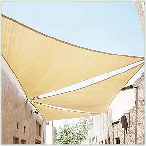 ColourTree 12ft x 12ft x 17ft Beige Sun Shade Sail for Outdoor Use