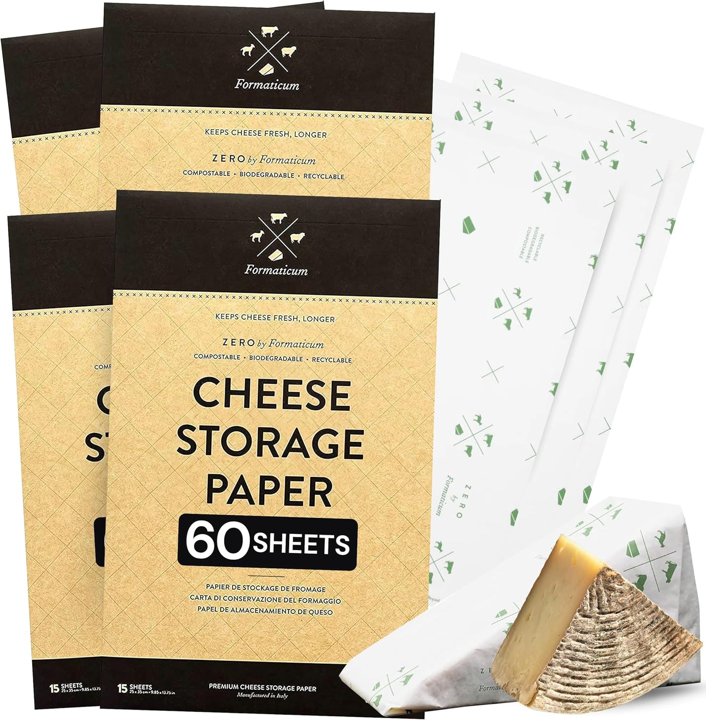 Formaticum 60-Pack Zero Cheese Storage Paper for Freshness