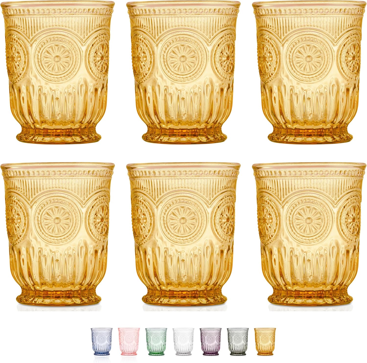 Yungala Amber Drinking Glasses Set of 6 for Stylish Tablescapes