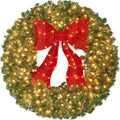 36in Large Pre-Lit Fir Christmas Wreath - Bright, Easy Display