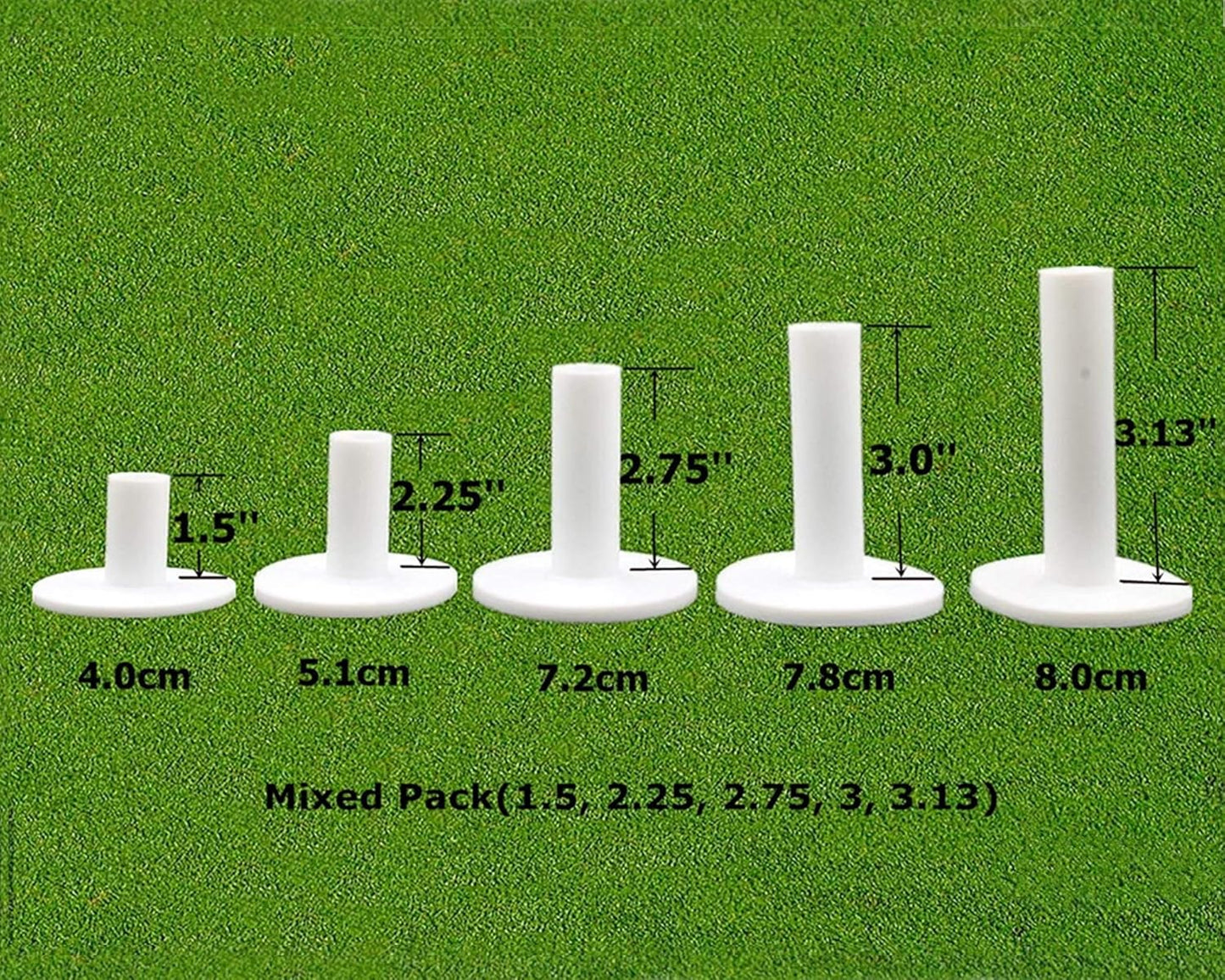 FINGER TEN Golf Rubber Tees 5 Pack for Enhanced Driving Range Practice