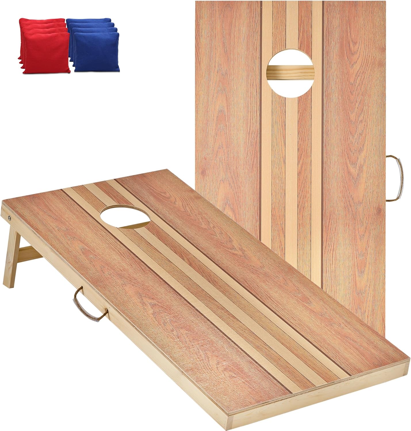 Cornhole Set 4ftx2ft Solid Wood Boards with Bags for Outdoor Fun