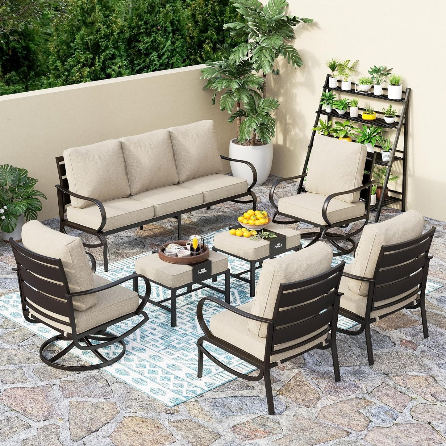 PHI VILLA 7 PCS Patio Furniture Set for Ultimate Outdoor Comfort