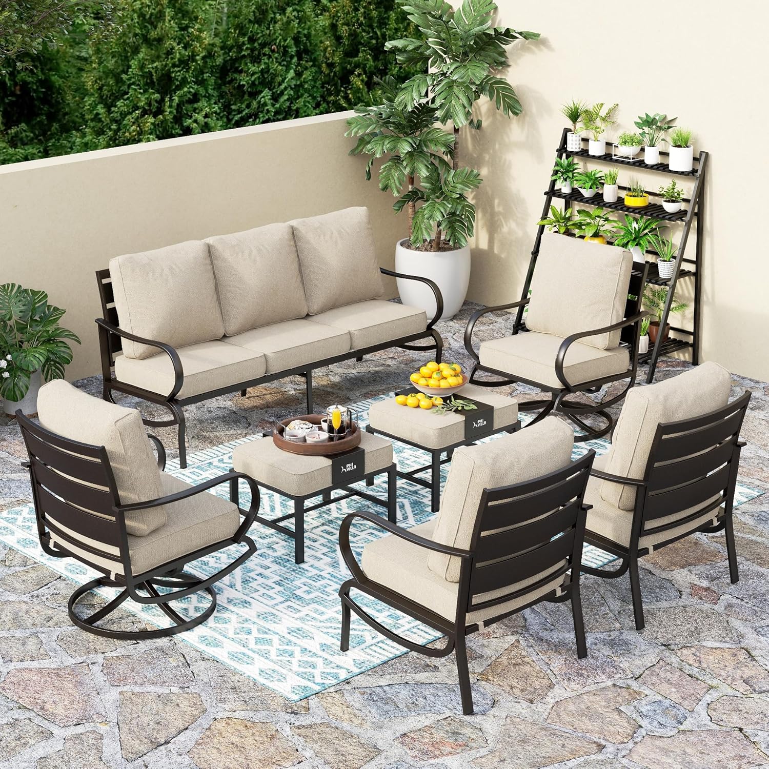 PHI VILLA 7 PCS Patio Furniture Set for Ultimate Outdoor Comfort