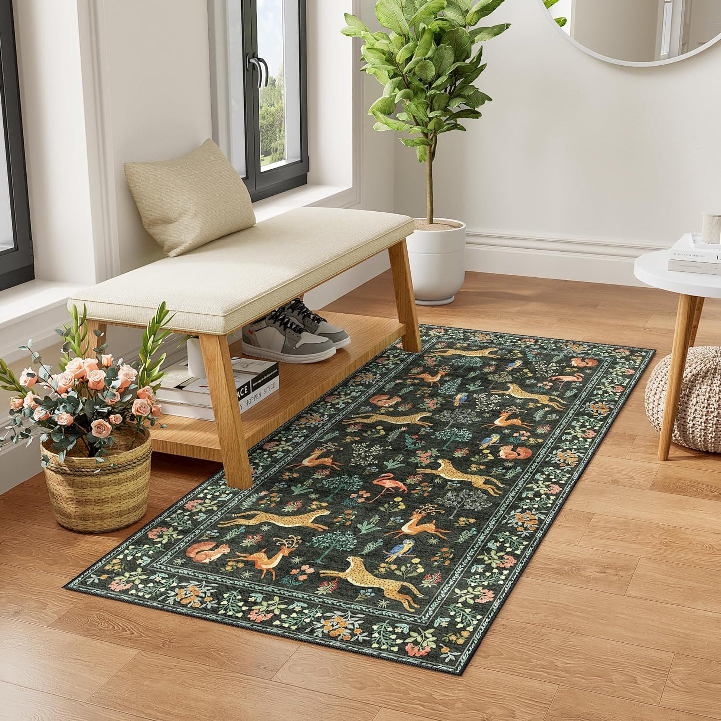 DUKINO 2x4 Rug for Hallway - Vintage Animal Design