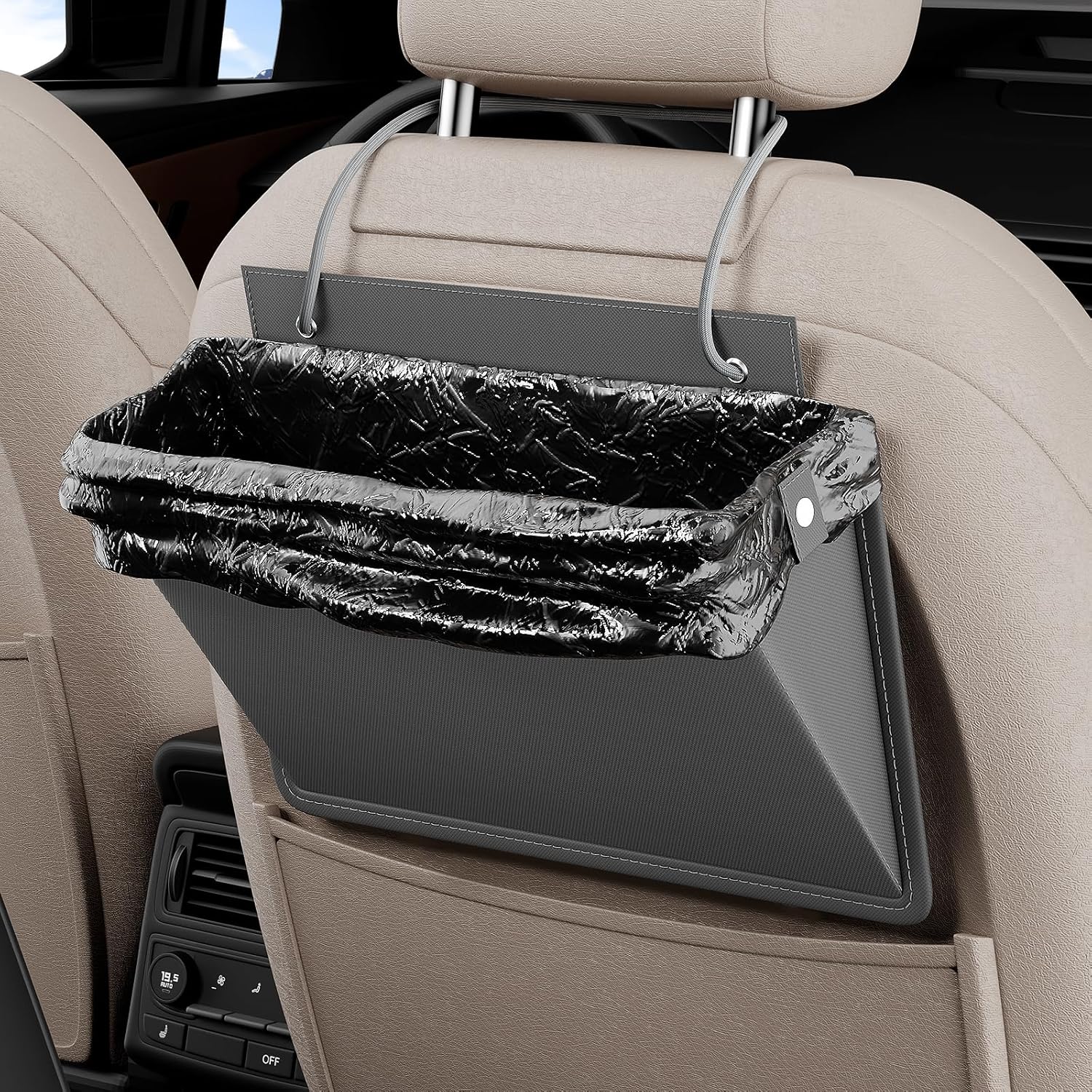 DEYILIAN Car Trash Can - Velcro Closure, 36 Disposable Bags