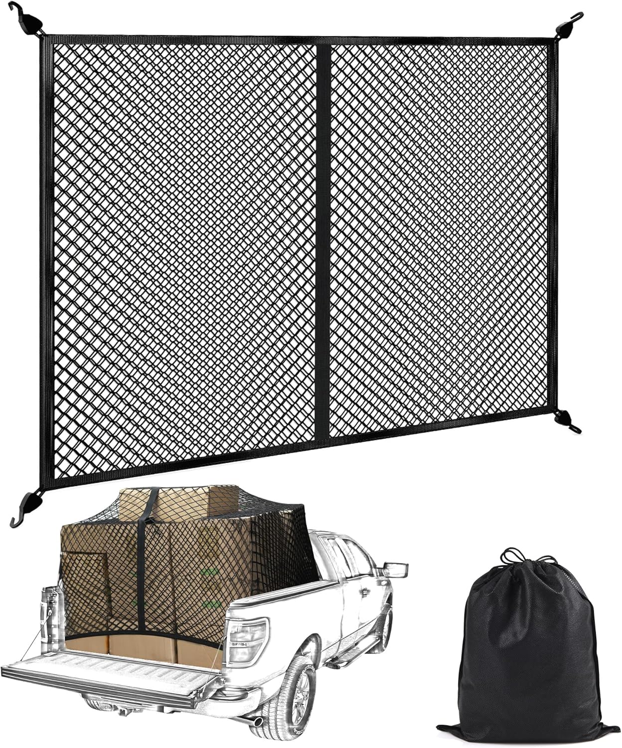 Stretchable Bumbee Cargo Net - 7ft x 7ft Durable Organizer