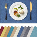 Cloth Placemats for Dining Table Set of 8 - Heat Resistant Blue