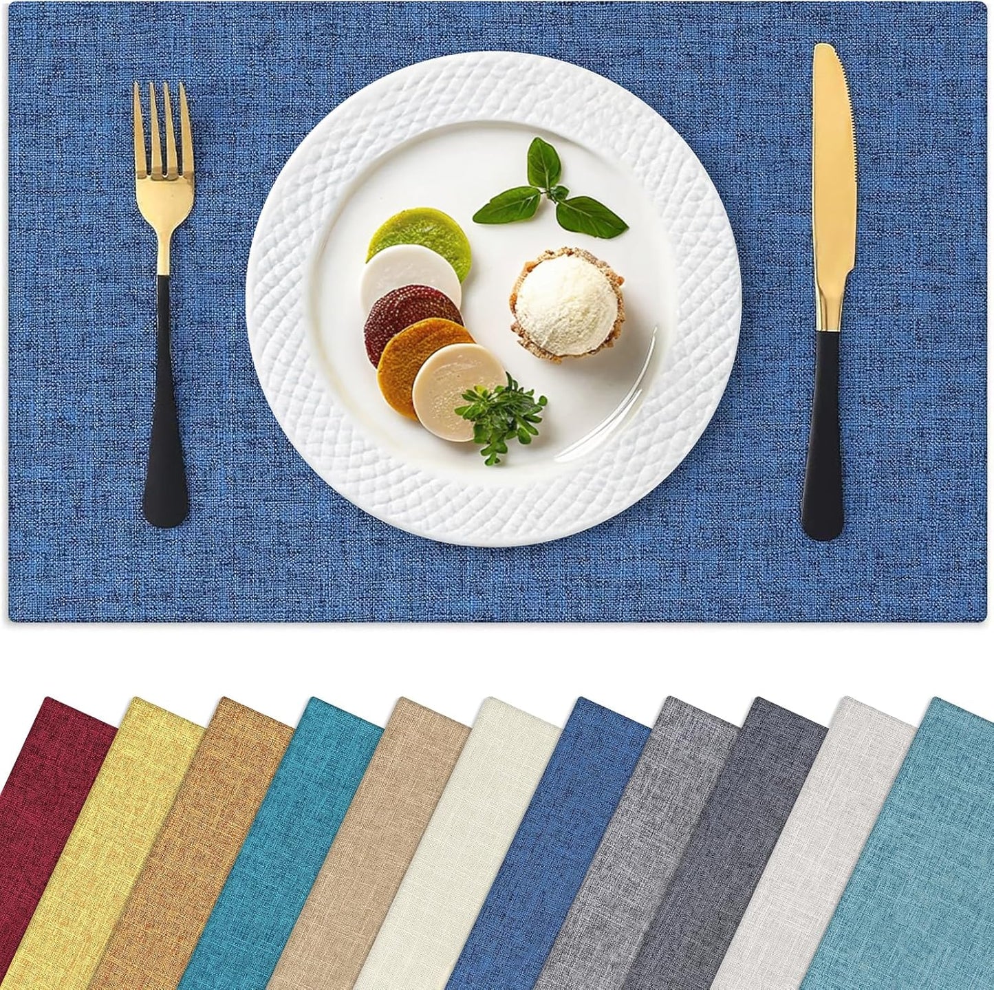 Homaxy Cloths Placemats for Dining Table Set of 8, Blue