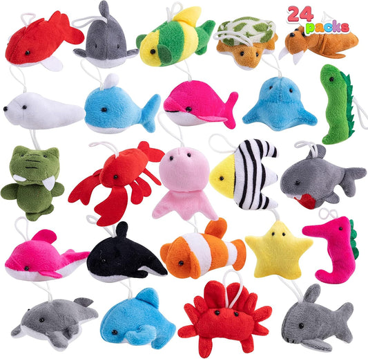 JOYIN 24 Pcs Mini Sea Animal Plush Toys - Perfect Party Favors!