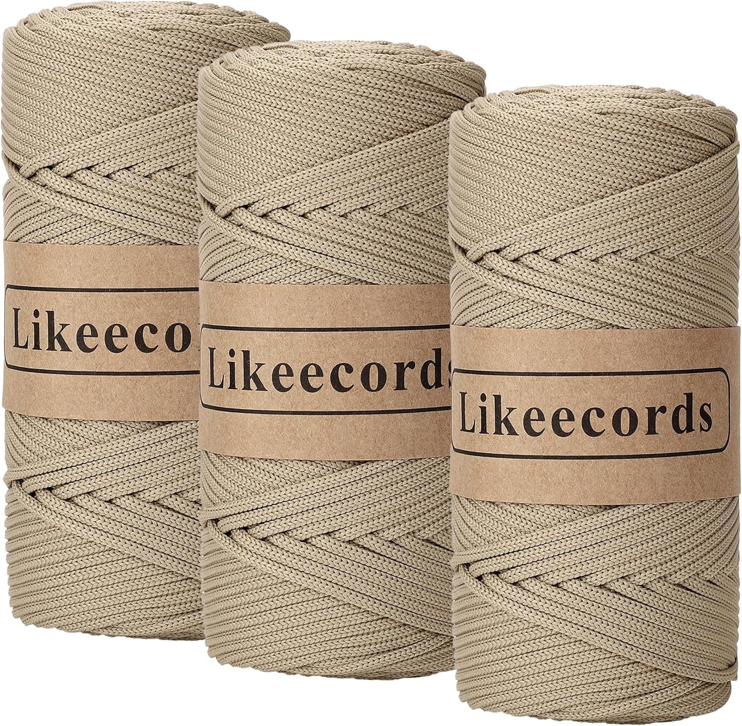 3 Skeins of 4mm Polyester Braided Macrame Cord for DIY Crafts