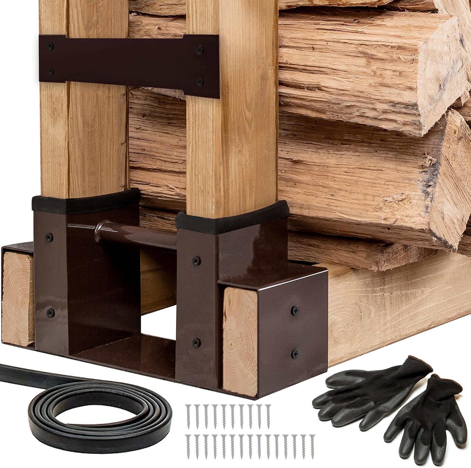 TIDYBOSS Firewood Rack Outdoor with Adjustable 2x4 Brackets