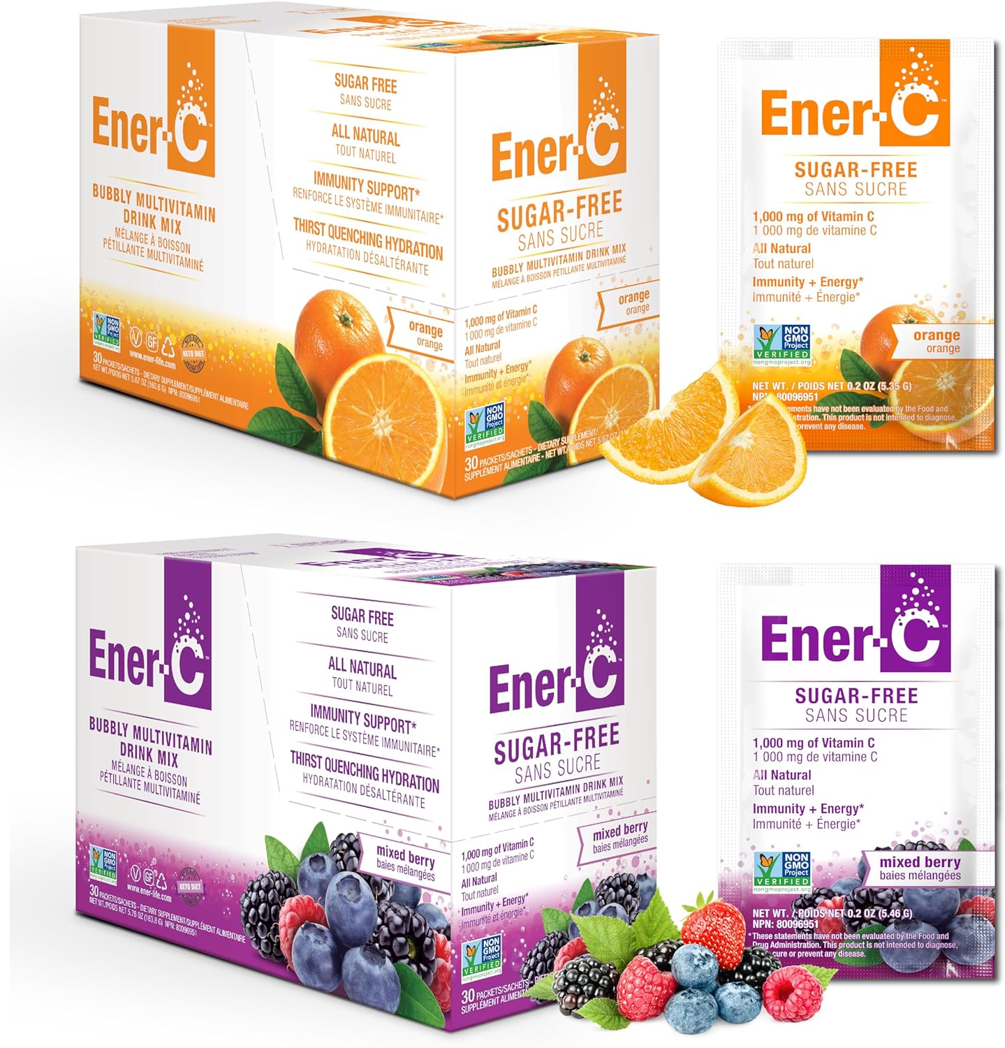 Ener-C Sugar Free Multivitamin Drink Mix for Hydration Boost